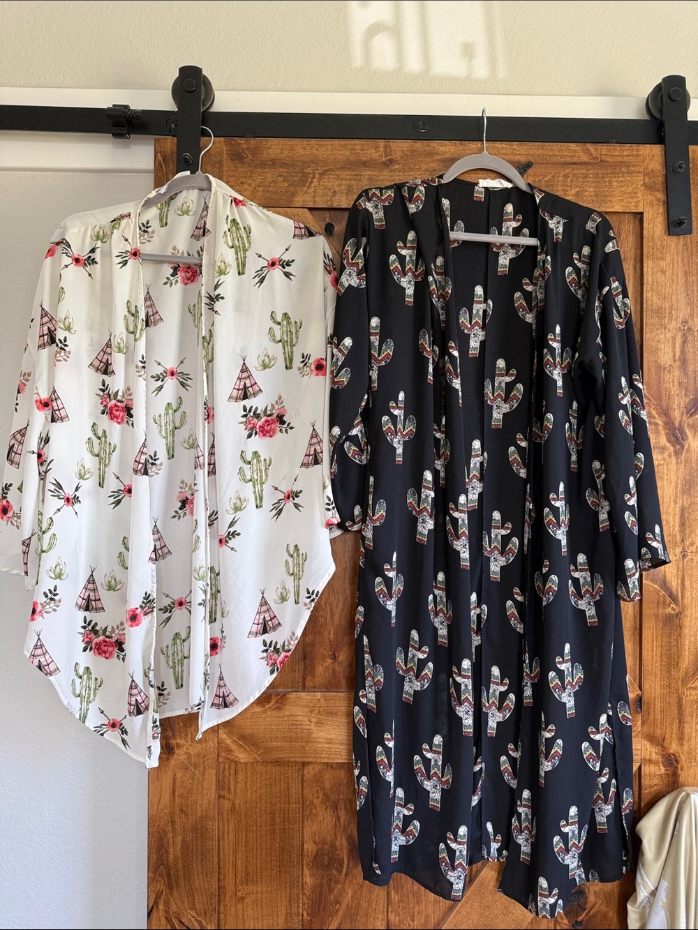 Cactus Print Lightweight Kimono - Black & White Options